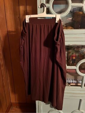 Women's Elastic Waist Midi Skirt - Deep Brown Size 6X LBW B18